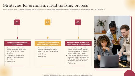 Strategies For Organizing Lead Tracking Process Improving Lead Generation Process Designs PDF
