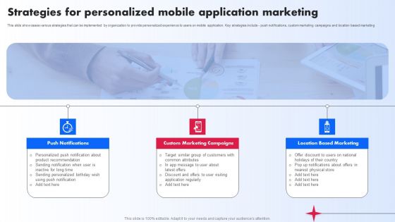 Strategies For Personalized Mobile Application Marketing Ppt PowerPoint Presentation File Icon PDF