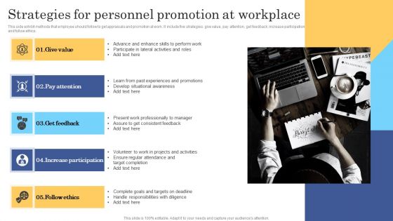 Strategies For Personnel Promotion At Workplace Themes PDF