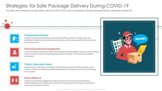 Strategies For Safe Package Delivery During COVID 19 Ppt Layouts Background Designs PDF