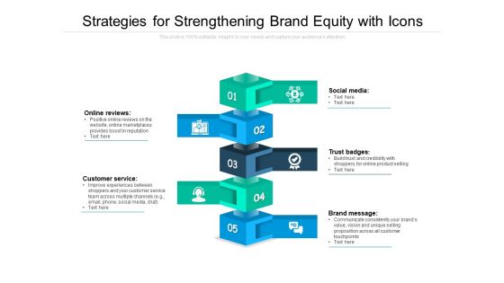 Strategies For Strengthening Brand Equity With Icons Ppt PowerPoint Presentation Summary Example Topics PDF