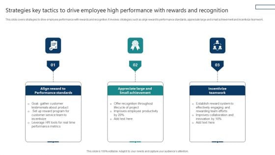 Strategies Key Tactics To Drive Employee High Performance With Rewards And Recognition Elements PDF Strategies Key Tactics To Drive Employee High Performance With Rewards And Recognition Elements PDF