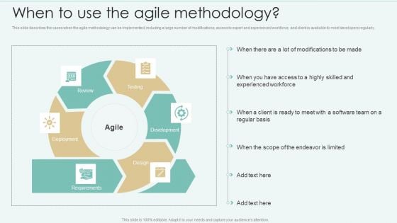 Strategies Of Agile Development To Enhance Processes When To Use The Agile Methodology Diagrams PDF Strategies Of Agile Development To Enhance Processes When To Use The Agile Methodology Diagrams PDF