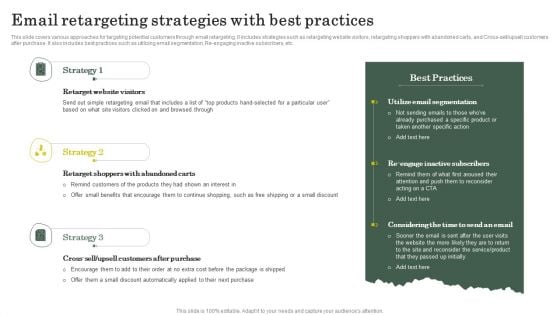 Strategies To Attract Customers And Lead Generation Email Retargeting Strategies With Best Practices Structure PDF