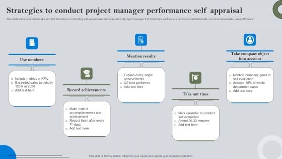 Strategies To Conduct Project Manager Performance Self Appraisal Introduction PDF