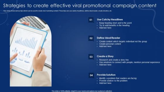 Strategies To Create Effective Viral Promotional Campaign Content Inspiration PDF