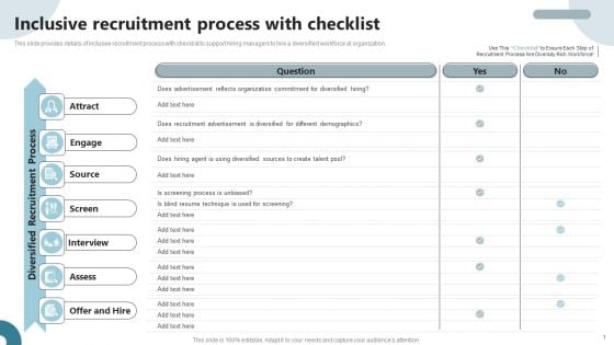 Strategies To Deploy Diversity In Workplace Inclusive Recruitment Process With Checklist Demonstration PDF