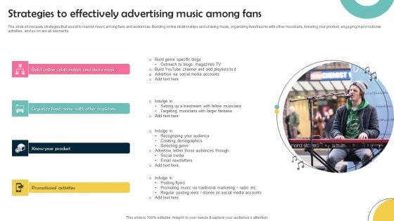 Strategies To Effectively Advertising Music Among Fans Template PDF