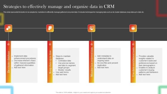 Strategies To Effectively Manage And Organize Data In CRM Portrait PDF Strategies To Effectively Manage And Organize Data In CRM Portrait PDF