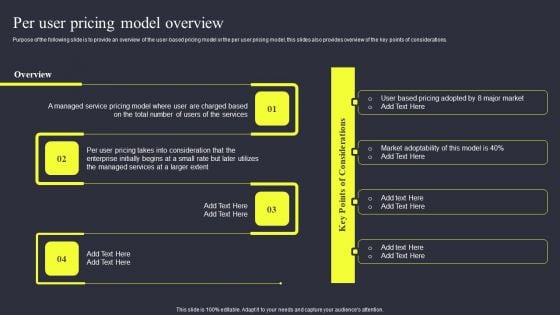 Strategies To Enhance Managed Service Business Per User Pricing Model Overview Ideas PDF