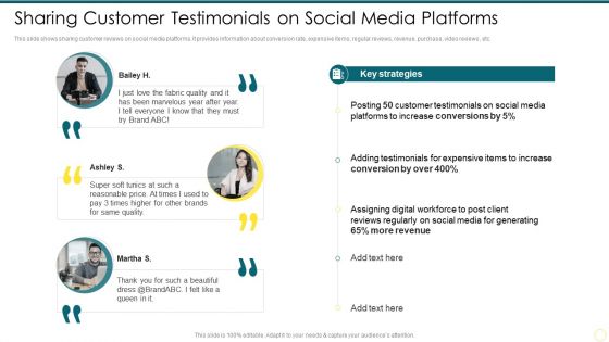Strategies To Enhance Social Media Sharing Customer Testimonials On Social Media Ideas PDF