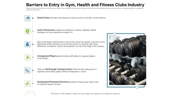 Strategies To Enter Physical Fitness Club Business Barriers To Entry In Gym Health And Fitness Clubs Industry Guidelines PDF
