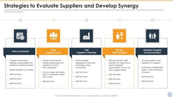 Strategies To Evaluate Suppliers And Develop Synergy Introduction PDF