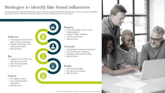 Strategies To Identify Fake Brand Influencers Ppt PowerPoint Presentation File Infographic Template PDF