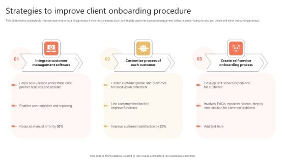 Strategies To Improve Client Onboarding Procedure Ppt Diagram Templates PDF