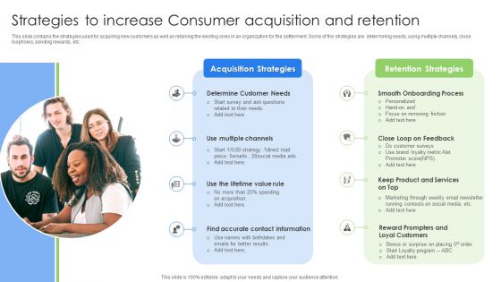 Strategies To Increase Consumer Acquisition And Retention Clipart PDF