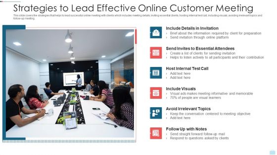 Strategies To Lead Effective Online Customer Meeting Infographics PDF