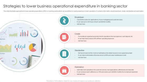 Strategies To Lower Business Operational Expenditure In Banking Sector Demonstration PDF