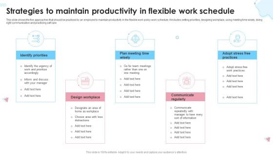 Strategies To Maintain Productivity In Flexible Work Schedule Ppt Styles Graphic Tips PDF