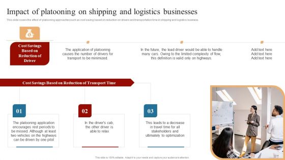 Strategies To Maintain Transportation Impact Of Platooning On Shipping And Logistics Businesses Ppt Summary Design Templates PDF Strategies To Maintain Transportation Impact Of Platooning On Shipping And Logistics Businesses Ppt Summary Design Templates PDF