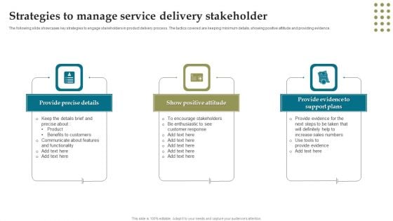 Strategies To Manage Service Delivery Stakeholder Ppt Slides Picture PDF