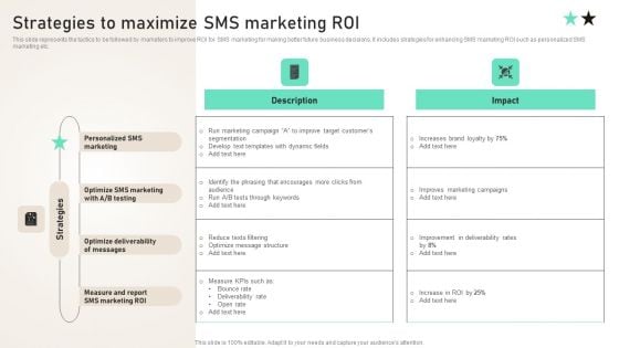 Strategies To Maximize SMS Marketing ROI Ppt PowerPoint Presentation File Slides PDF Strategies To Maximize SMS Marketing ROI Ppt PowerPoint Presentation File Slides PDF