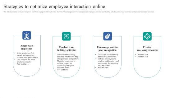 Strategies To Optimize Employee Interaction Online Slides PDF