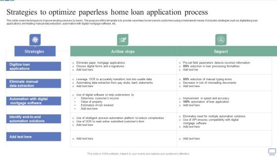 Strategies To Optimize Paperless Home Loan Application Process Information PDF