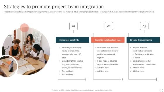 Strategies To Promote Project Team Integration Ppt PowerPoint Presentation File Pictures PDF