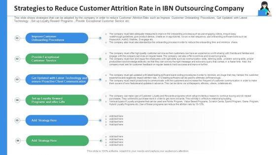 Strategies To Reduce Customer Attrition Rate In IBN Outsourcing Company Ppt Professional Infographics PDF