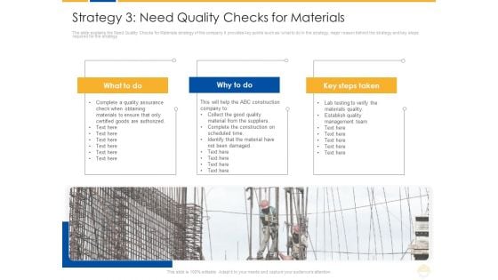 Strategy 3 Need Quality Checks For Materials Ppt Model Influencers PDF