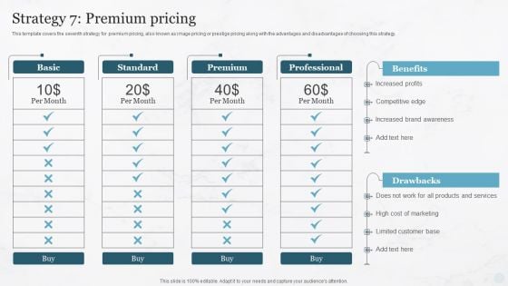 Strategy 7 Premium Pricing Pricing Strategies For New Product In Market Inspiration PDF