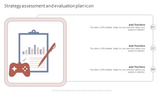 Strategy Assessment And Evaluation Plan Icon Ppt Gallery Smartart PDF