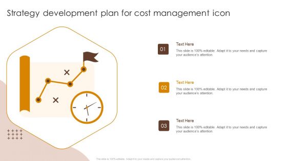 Strategy Development Plan For Cost Management Icon Ppt Show Gridlines PDF