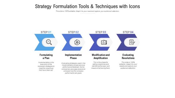 Strategy Formulation Tools And Techniques With Icons Ppt PowerPoint Presentation Styles Clipart Images