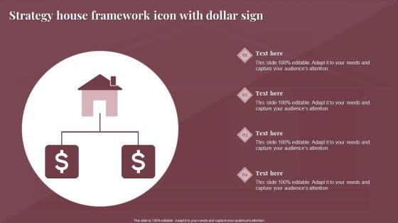 Strategy House Framework Icon With Dollar Sign Slides PDF