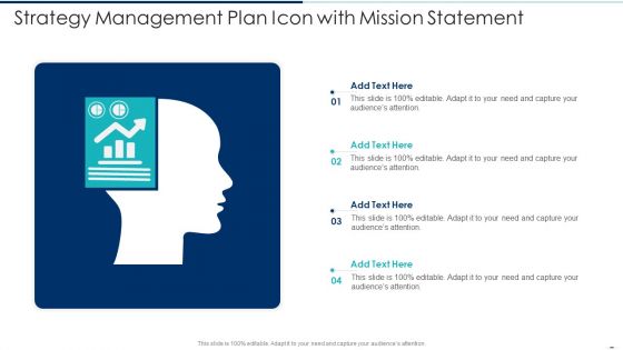 Strategy Management Plan Icon With Mission Statement Ppt PowerPoint Presentation Gallery Design Templates PDF