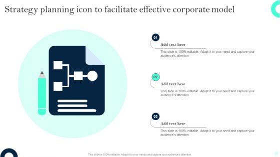 Strategy Planning Icon To Facilitate Effective Corporate Model Sample PDF