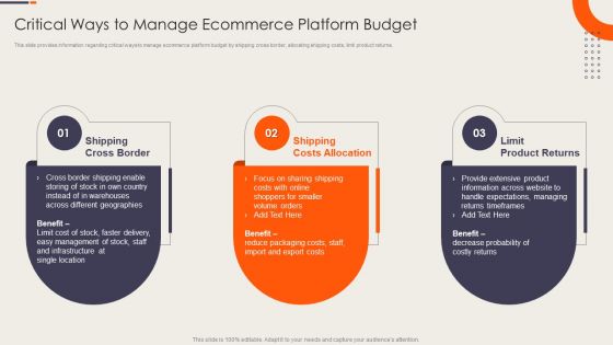 Strategy Playbook For Ecommerce Business Critical Ways To Manage Ecommerce Platform Budget Formats PDF