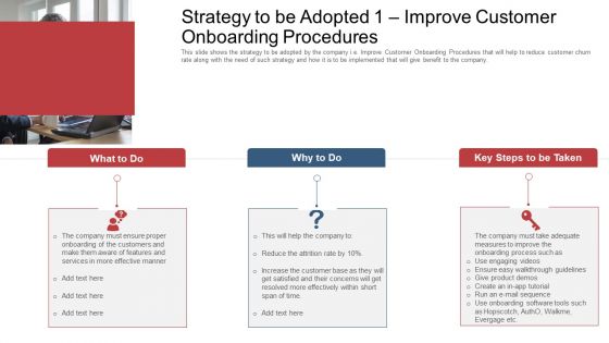 Strategy To Be Adopted 1 Improve Customer Onboarding Procedures Ppt Show Structure PDF