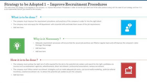 Strategy To Be Adopted 1 Improve Recruitment Procedures Inspiration PDF