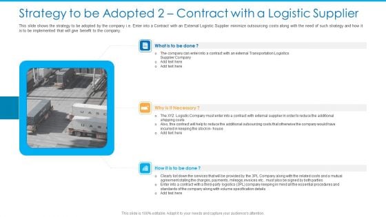 Strategy To Be Adopted 2 Contract With A Logistic Supplier Diagrams PDF