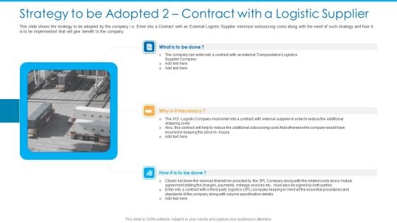 Strategy To Be Adopted 2 Contract With A Logistic Supplier Diagrams PDF Strategy To Be Adopted 2 Contract With A Logistic Supplier Diagrams PDF