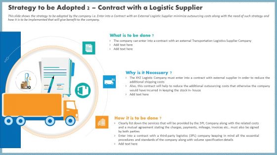 Strategy To Be Adopted 2 Contract With A Logistic Supplier Summary PDF