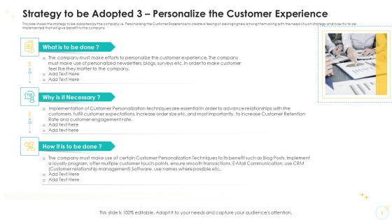 Strategy To Be Adopted 3 Personalize The Customer Experience Ppt Diagram Graph Charts PDF