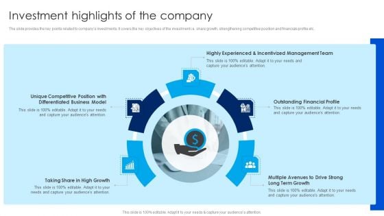 Strategy To Raise Funds Investment Highlights Of The Company Structure PDF