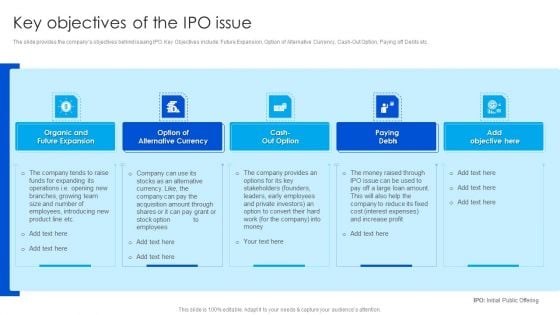 Strategy To Raise Funds Key Objectives Of The Ipo Issue Professional PDF