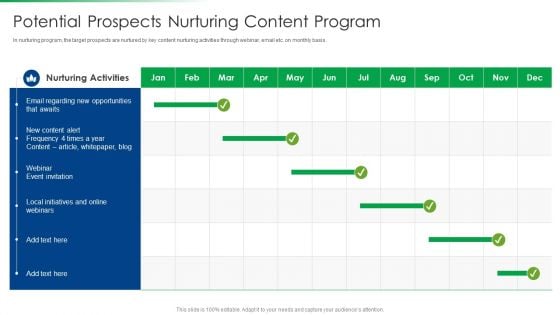 Strawman Project Action Plan Potential Prospects Nurturing Content Program Slides PDF