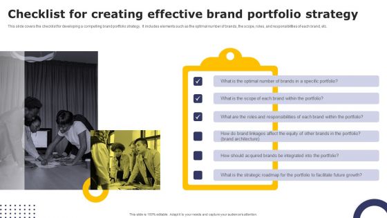 Streamlining Brand Portfolio Technique Checklist For Creating Effective Brand Portfolio Strategy Themes PDF