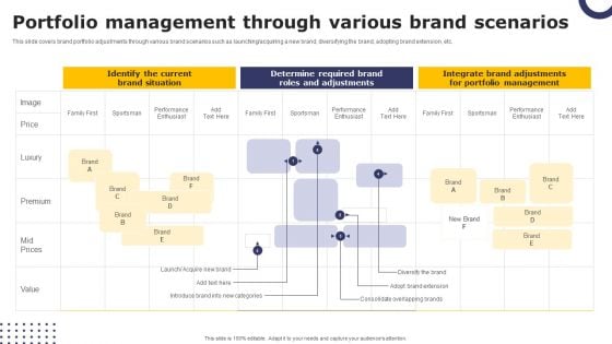 Streamlining Brand Portfolio Technique Portfolio Management Through Various Brand Scenarios Portrait PDF